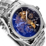 NEW IK Men's Automatic watches Black double-sided hollow gold watch 
