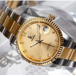 IKcolouring  98123G automatic mechanical watches gold diamond with date luminous Business Mens Table
