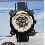 New Style Automatic Watch J276- Male Stainless Steel Skeleton Auto Mechanical Watches Leather Band Wristwatch