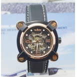 New Style Automatic Watch J277- Male Stainless Steel Skeleton Auto Mechanical Watches Leather Band Wristwatch