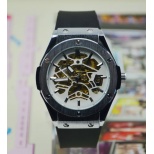 Best Gift Men Automatic Watch J295- Male Stainless Steel Skeleton Auto Mechanical Watches Leather Band Wristwatch