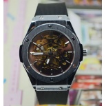 Amazing Gift Men Automatic Watch J297- Male Stainless Steel Skeleton Auto Mechanical Watches Leather Wristwatch