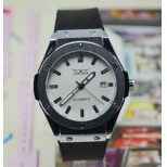 Cool Men Automatic Watch J298- Male Stainless Steel Skeleton Auto Mechanical Watches Leather Wristwatch