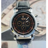 Water Resistant Automatic Watch J185- Male Steel Skeleton Auto Mechanical Watches Leather Band Wristwatch