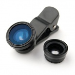 LieQi 3-in-one Universal Clip Photo Lens for iPhone Samsung HTC iPad Tablet PC Black