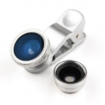 LieQi 3-in-one Universal Clip Photo Lens for iPhone Samsung HTC iPad Tablet PC Silver