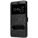 Dual View Windows Design Plastic and Artificial Leather Protective Case with Stand for Xiaomi 4 Black