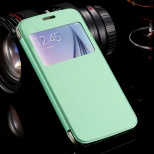 Galaxy S6 Cases Luxury PU Leather Flip Case For Samsung Galaxy S6 G9200 View Window Full Protective Back Cover S6 1pcs/l