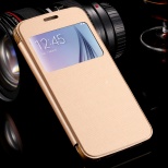 Galaxy S6 Cases Luxury PU Leather Flip Case For Samsung Galaxy S6 G9200 View Window Full Protective Back Cover S6 1pcs/l