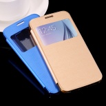 Galaxy S6 Cases Luxury PU Leather Flip Case For Samsung Galaxy S6 G9200 View Window Full Protective Back Cover S6 1pcs/l