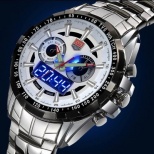  Male Dual Tim Male Dual Time LED Watch Military Outdoor Sports Luminous Wristwatch  