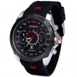 Curren 8166 Men Wristwatch Water Resistant Watch with Date Round Dial Rubber Band
