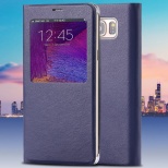Note 5 View Window Cases Fashion Smart Sleep PU Leather Case For Samsung Galaxy Note 5 N9200 Stand Holster Cover With Logo Bag
