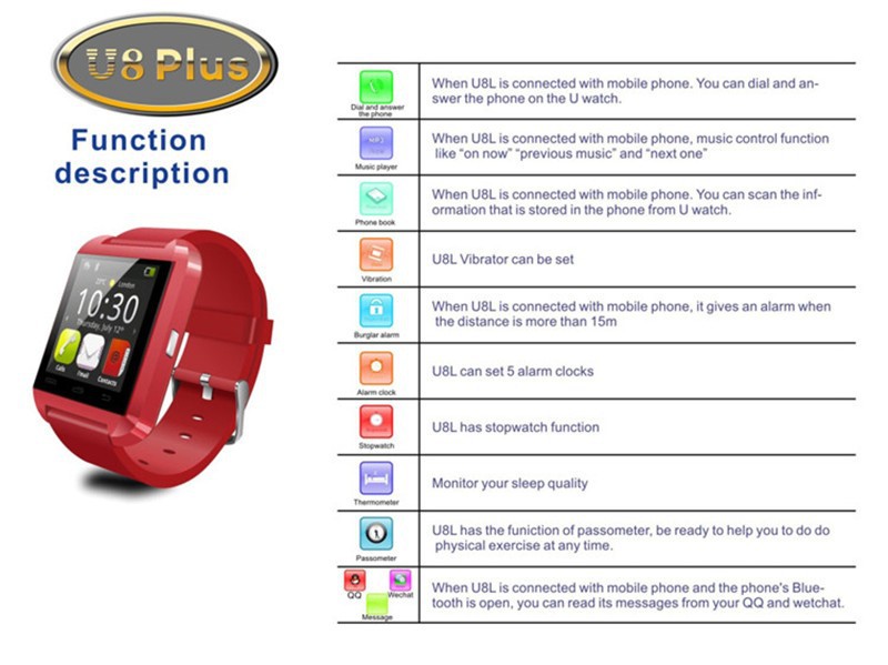 U Watch U8 Plus Smart Bluetooth Watch