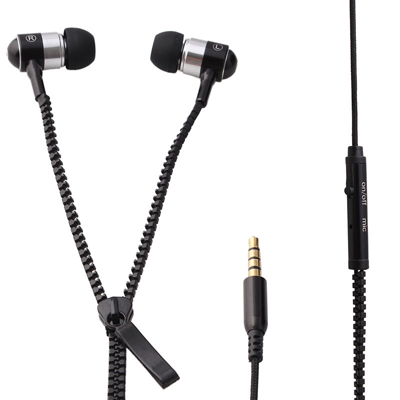 Stereo Bass Headset In Ear 3.5mm Zipper Earphone Headphone