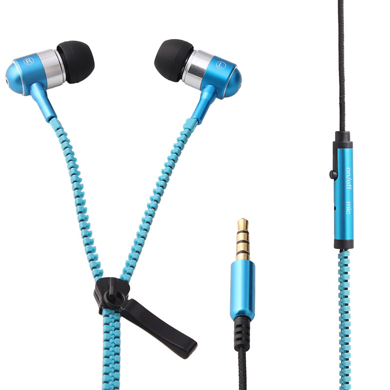 Stereo Bass Headset In Ear 3.5mm Zipper Earphone Headphone