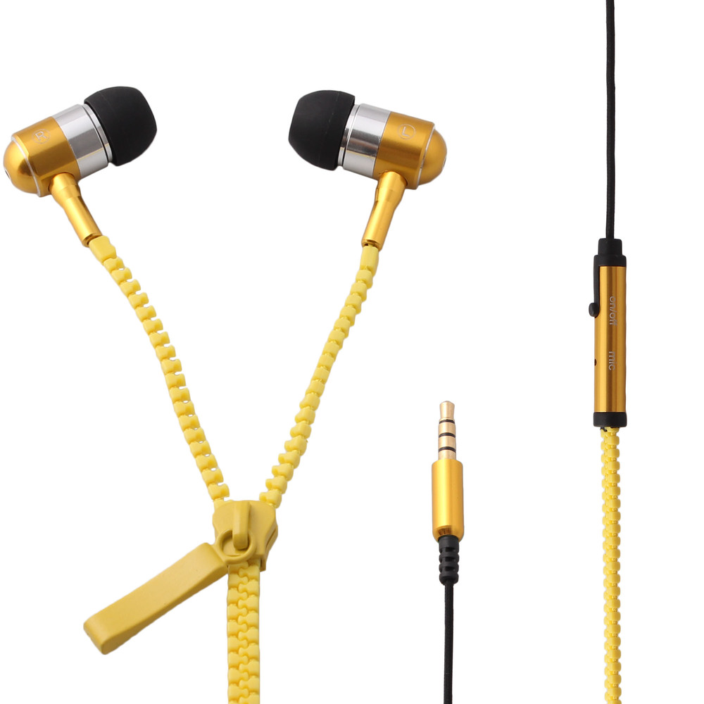 Stereo Bass Headset In Ear 3.5mm Zipper Earphone Headphone