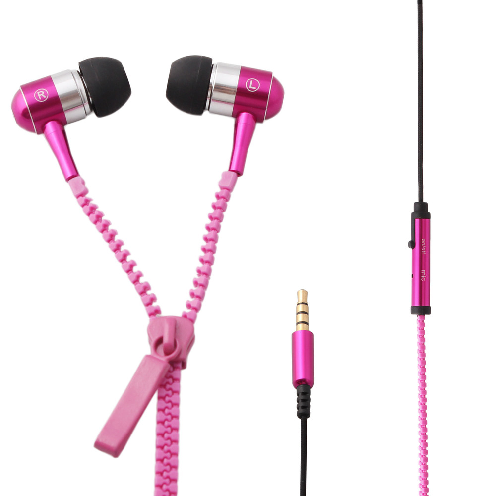 Stereo Bass Headset In Ear 3.5mm Zipper Earphone Headphone