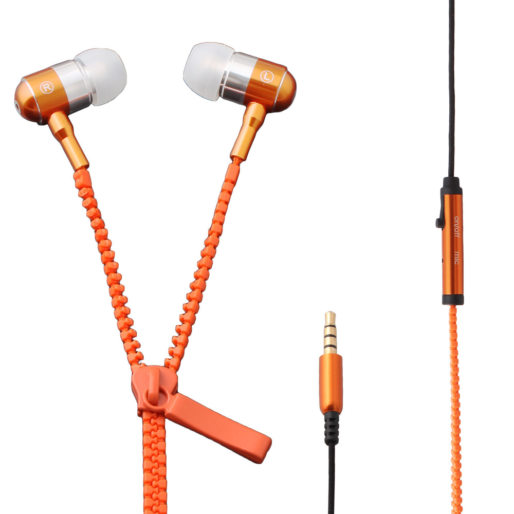 Stereo Bass Headset In Ear 3.5mm Zipper Earphone Headphone