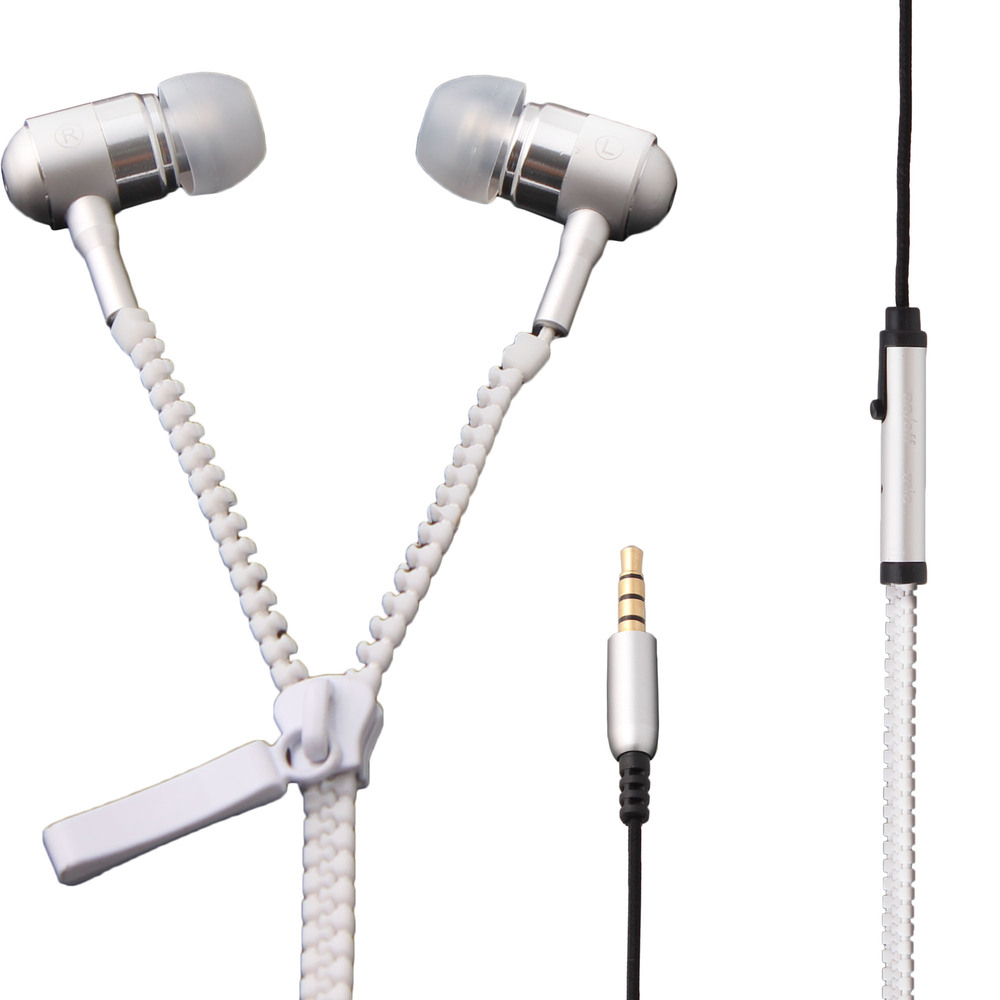 Stereo Bass Headset In Ear 3.5mm Zipper Earphone Headphone