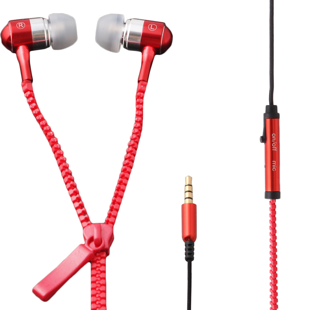 Stereo Bass Headset In Ear 3.5mm Zipper Earphone Headphone