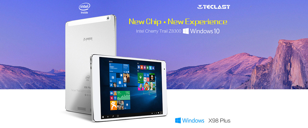 Teclast X98 Plus Tablet PC Intel Cherry Trail Z8300 64bit Quad Core 1.84GHz with 9.7 inch QXGA IPS Retina Screen Windows 10 64GB ROM Cameras