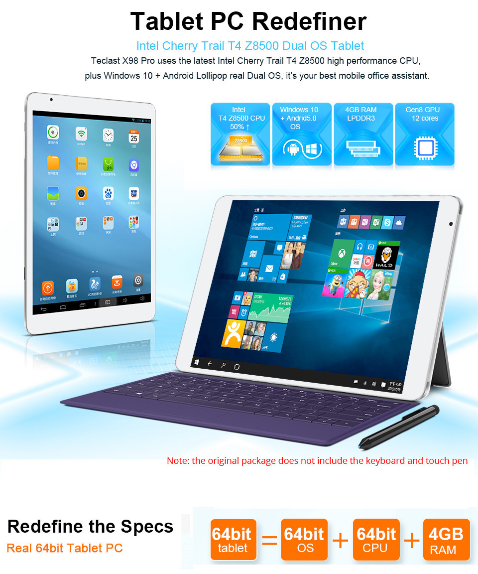 Teclast X98 Pro Dual OS Windows 10  Android 5.1 Tablet PC
