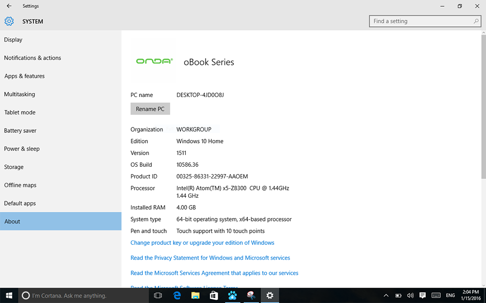 Onda OBook10 Ultrabook 